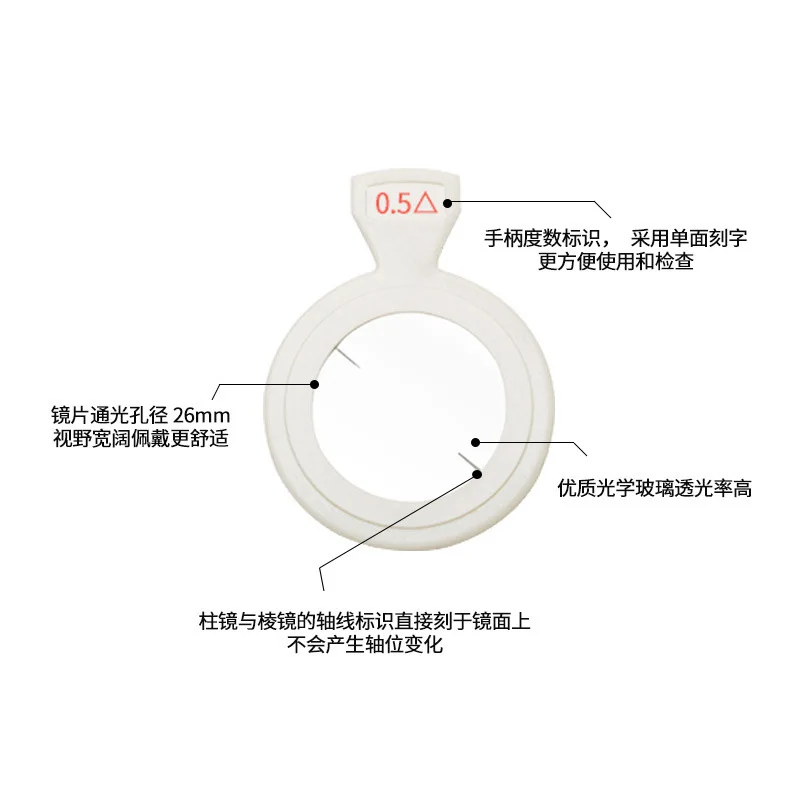 Strumento ottico prisma di alta qualità optometria pellicola ausiliaria prisma inserto prisma 0.5 quadrante 1max 2max 3max 4max 5max 6max 7max 8