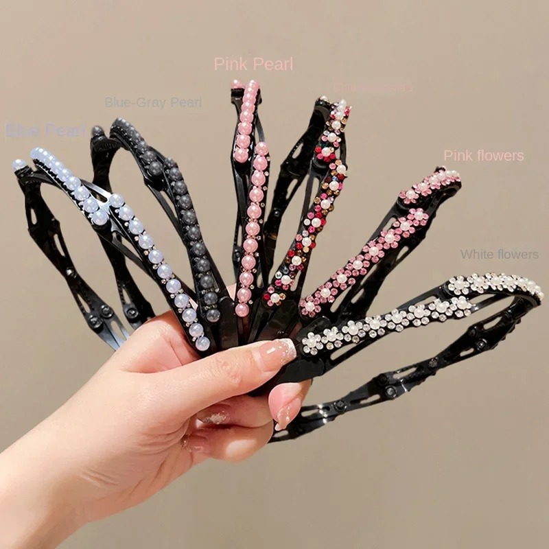 Women Travel Foldable and Extendable Rhinestone Headband Portable Storage Face Wash Makeup Hair Band Hair Hoop Hair Accessories