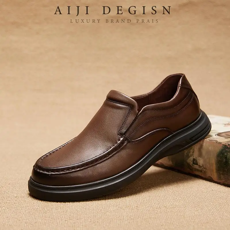 

Мужская обувь из натуральной кожи в стиле ретро, повседневные лоферы, оригинальные роскошные климатные туфли на толстой подошве, брендовая мужская социальная обувь