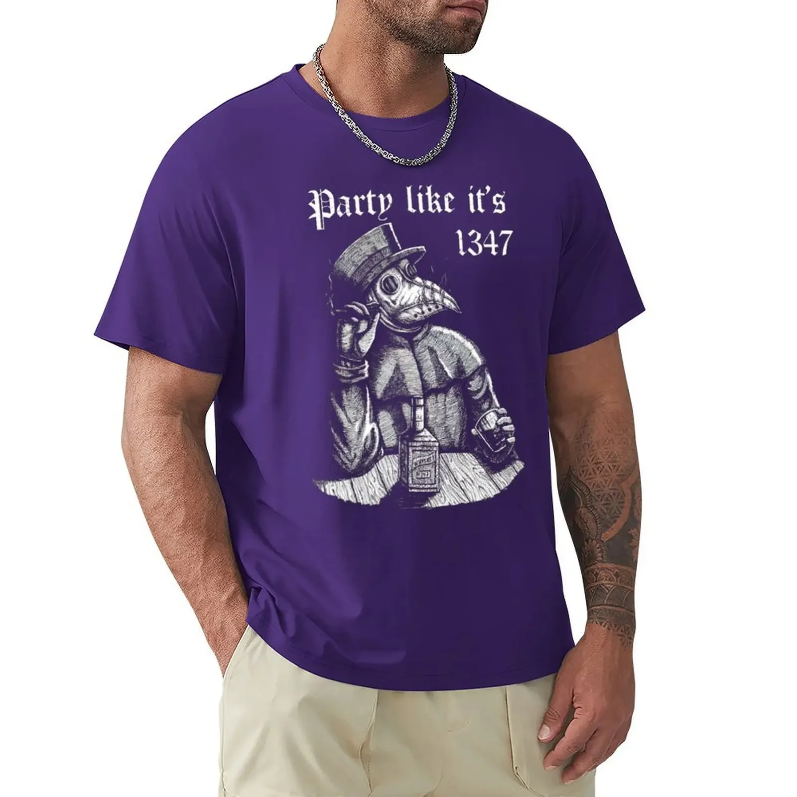 Camiseta Vintage Party Like It's 1347 de Doctor de la peste para hombre, camiseta divertida de terror Medieval, camisetas de algodón 4XL 5XL, ropa