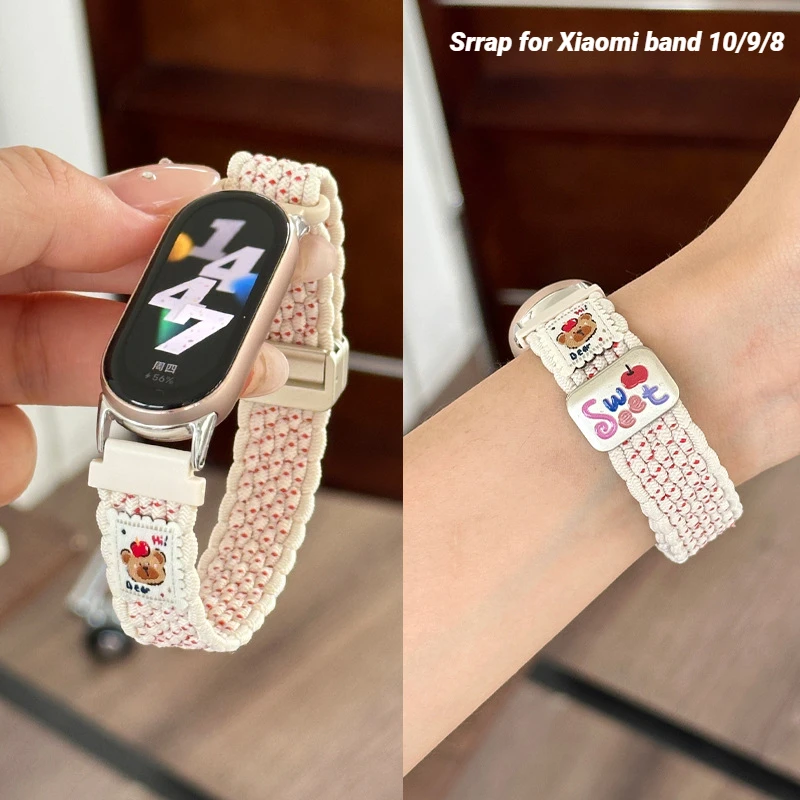 

Нейлоновый ремешок для часов Xiaomi Band 10/9/8, магнитный ремешок для Xiaomi Band 10, женский и мужской браслет Correa, умные часы, спортивный браслет