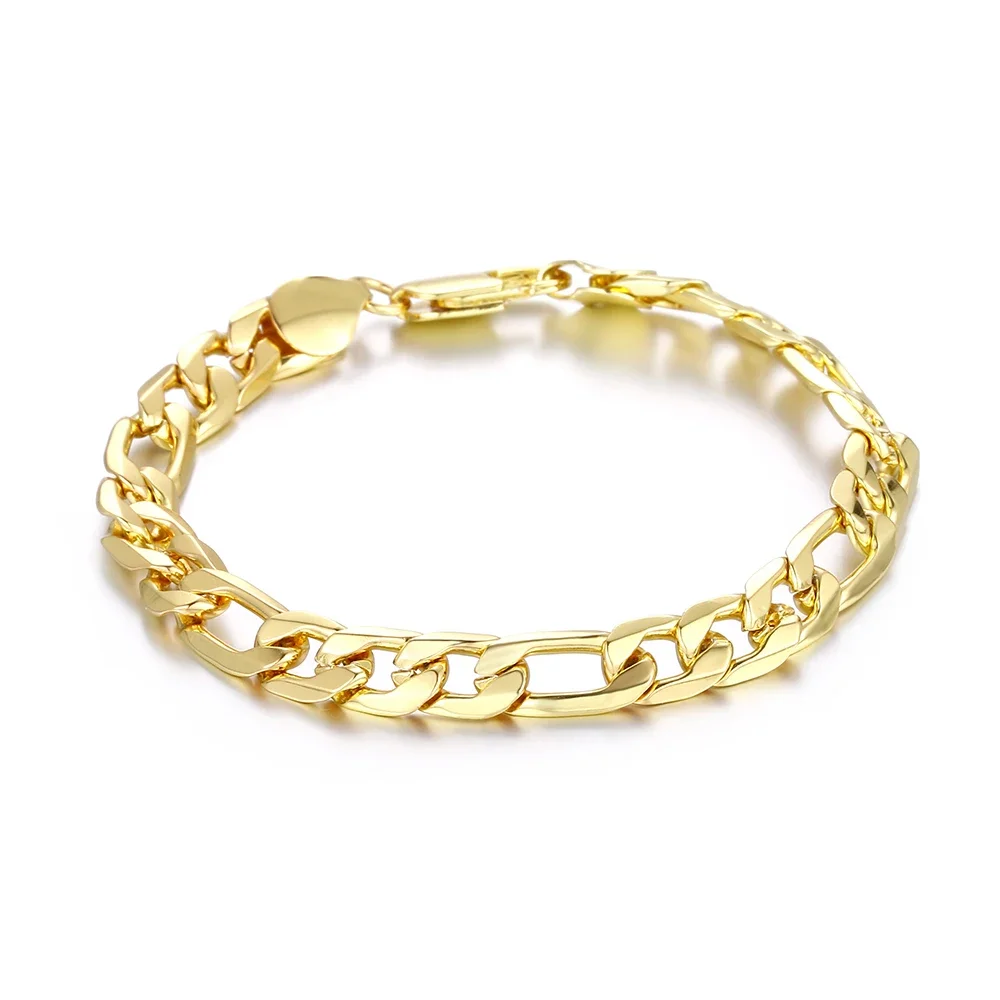 Fashion 18K Gold silver beautiful romantic 8MM Chain Bracelet for woman fine party wedding jewelry Christmas gifts