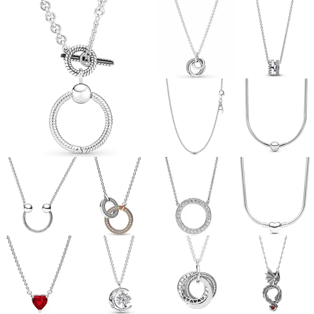 Modieuze 925er zilveren en rood hartketting, geschikt voor prachtige Europese damessieradengeschenken