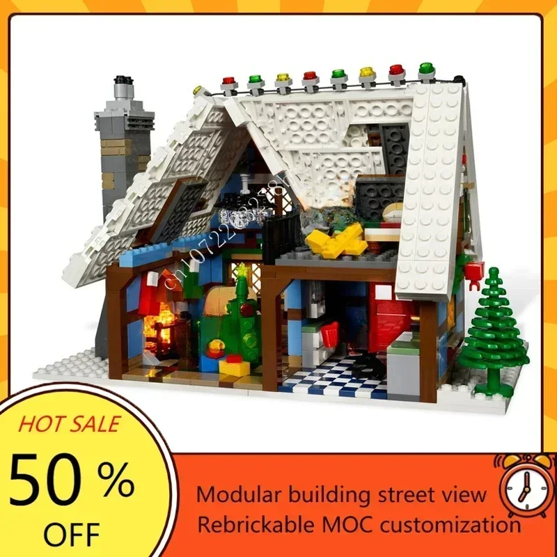 Custom Winter Village Off-Season Cottage Modular MOC Creative Street View Puzzle DIY Assembly Model Gift