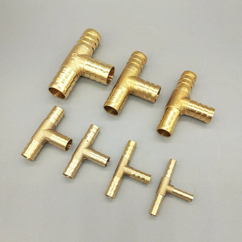 T way T-Shape Brass Barb Pipe  Hose Fitting 3 way connector For 4mm 5mm 6mm 8mm 10mm 19mm hose copper Pagoda Water Tube Fittings