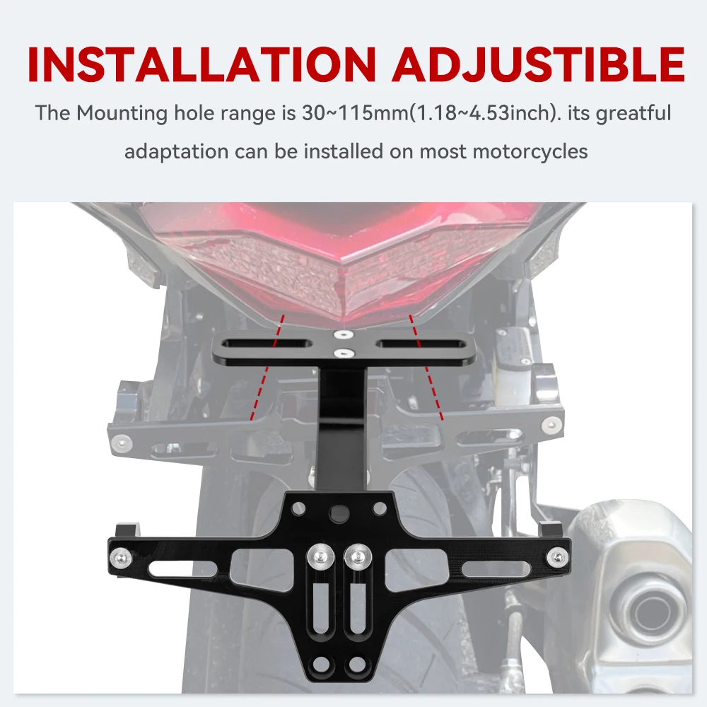 For Zontes G1 125 ZT125 G1 ZT125U ZT 125 U ZT 310X ZT310R Motorcycle Adjustable Rear Tail Tidy License Plate Holder Bracket LED