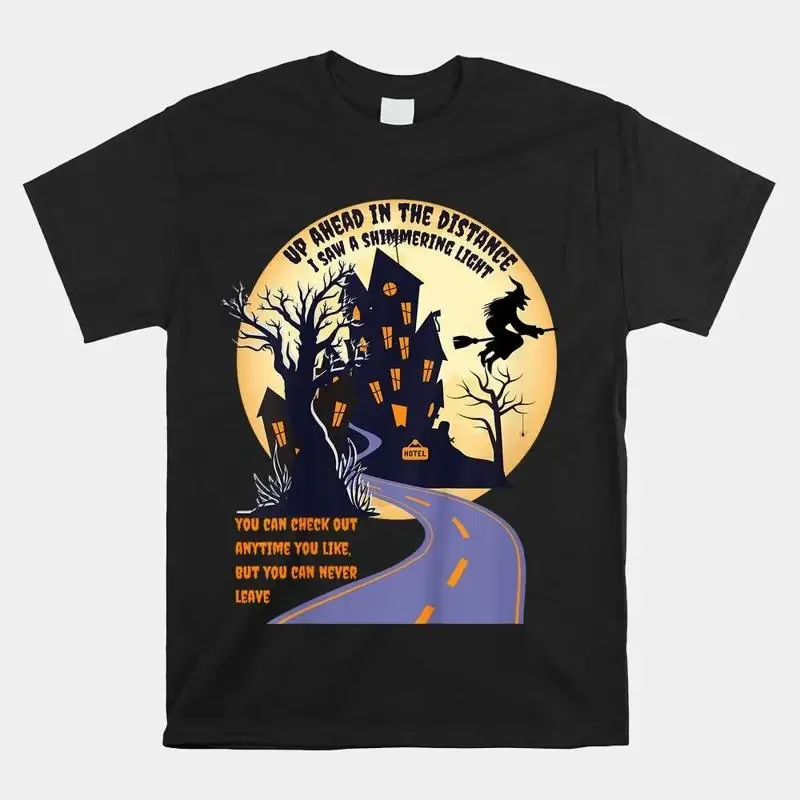 Witch Riding Broom On A Dark Desert Highway Halloween Moon T Shirt Size S 5Xl