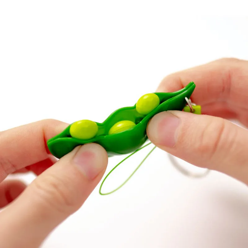 Pea Pod Keychain Fidget Toy Stress Relief Squeeze Autism Sensory Products For Adults And Kids Antistress Funny Gifts