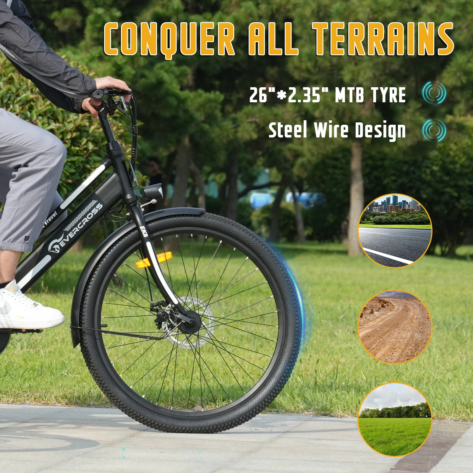 دراجة كهربائية للكبار من Evercross tech ek 8s ، قارب إلكتروني 26 مع محرك w ، بطارية 36v 12ah ، سرعة قصوى 25 كم/ساعة ، شحن أقصى #4