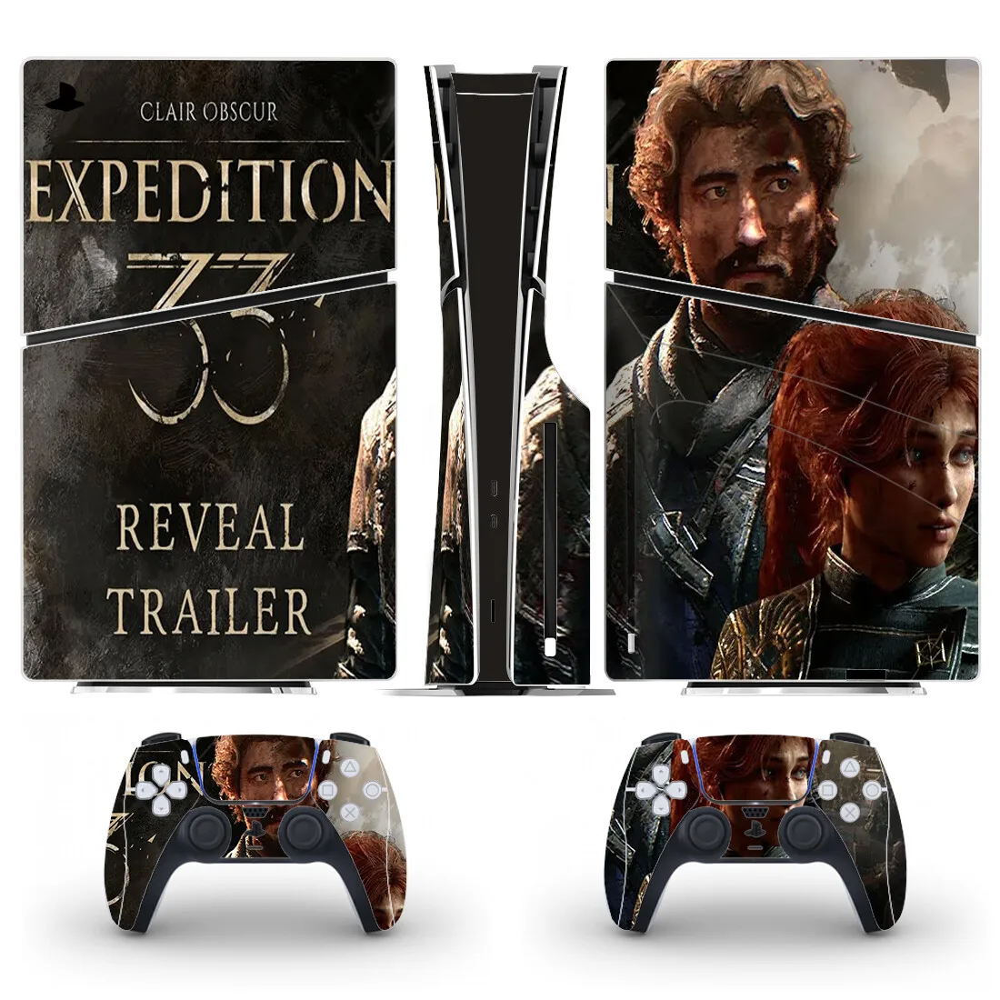 كلير سبكور إكسبيديشن 33 PS5 سليم القرص الجلد ملصق غطاء لاصق لامع لوحدة التحكم و 2 وحدات تحكم جديد PS5 سليم القرص الجلد الفينيل