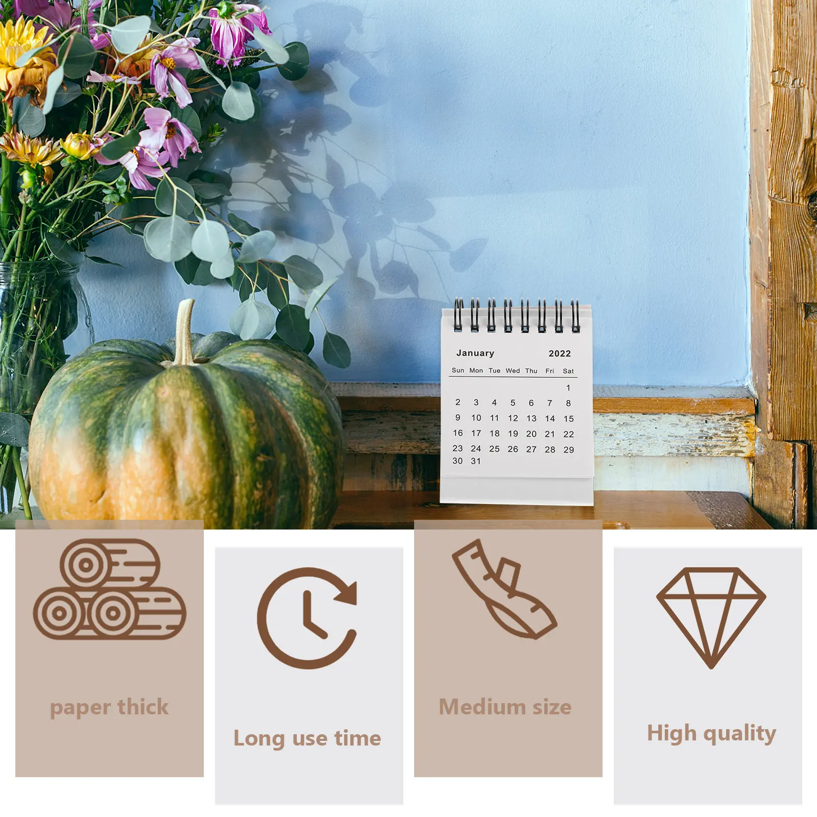 

1Pcs Family Desk Calendar 2022 Premium Paper Mini Calendar Planner Organizer Office School Note-Taking Schedule Planning