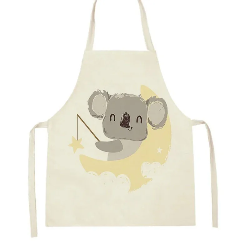 

Funny Cartoon Koala Bear Print Apron Children Boys Girls Linen Kitchen Cooking Art Painting Smock Toddler Eating Bib Pinafore