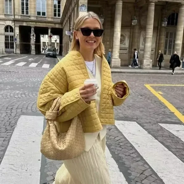 

Outerwear Spring Autumn Seasonal Lightweight Cotton irt Coat Pure Color Plaid Design with ket Women's Faion