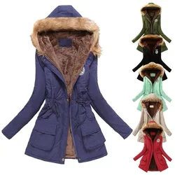 Women's autumn and winter cotton jacket slim warm cotton hooded parka casual mid-coat women's thick coat coat