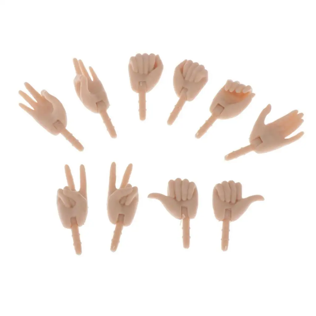 5 Pairs Poseable Wrist Hand Group for 12 Inch Girl Doll Replace Body Parts