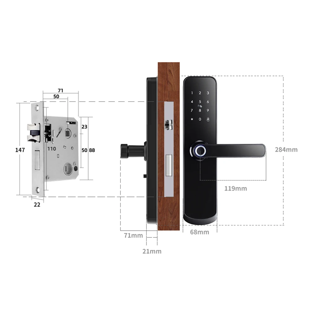 Electronic Tuya Wi-Fi BLE Integrated Lock Remote Control Password Fingerprint Card Keyless Digital Wood Metal  Door Bell 5G