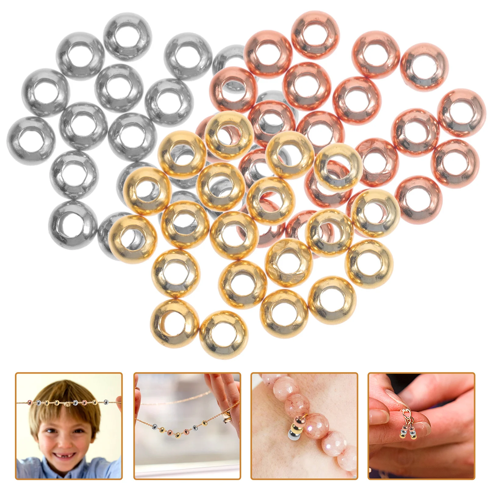 

60 шт. серебряные бусины-разделители, принадлежности для изготовления ювелирных изделий, свободные круглые бусины для DIY браслета, ожерелья, аксессуары для рукоделия, подвески «сделай сам»