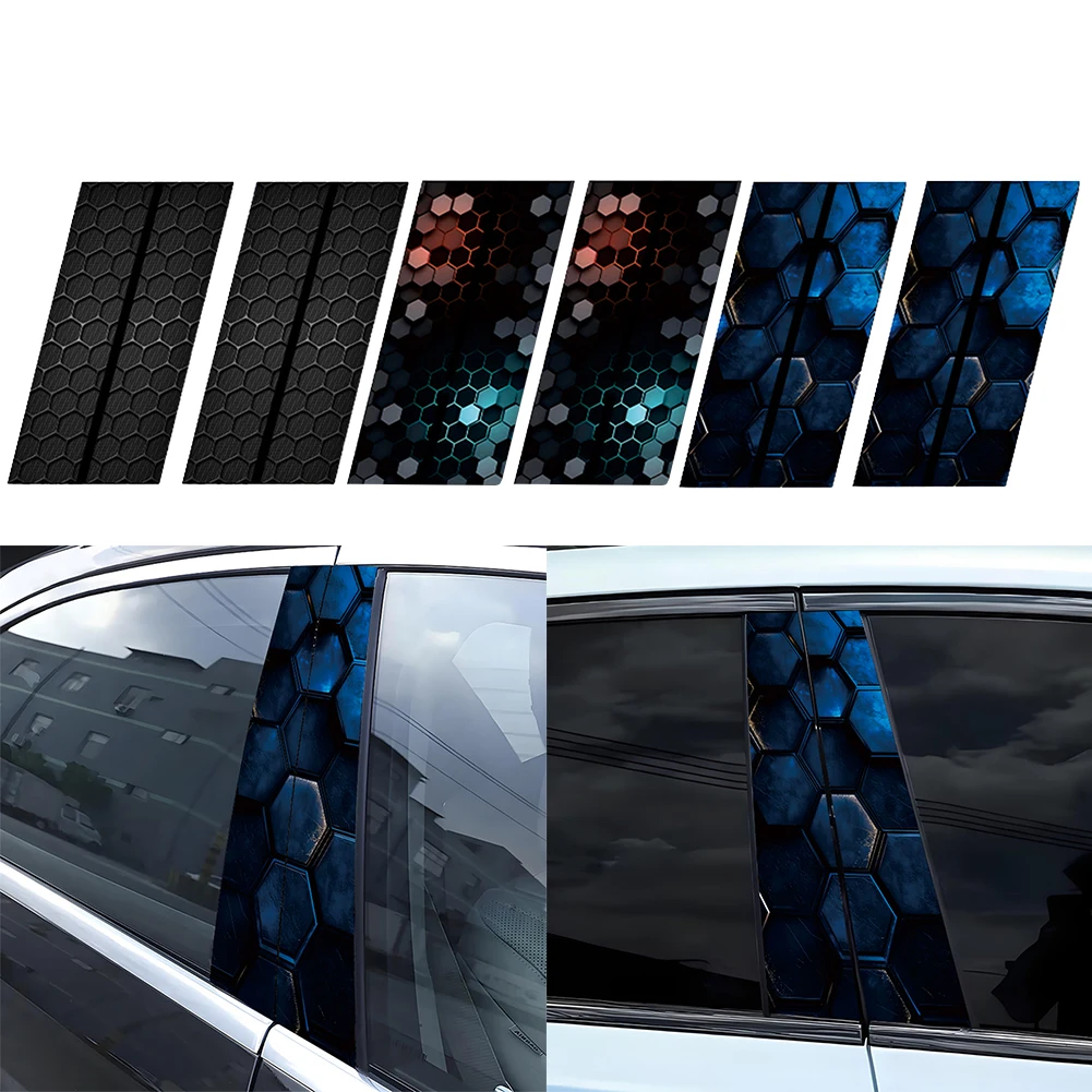 2PCS Car B-Pillar Waterproof Decal For Honeycomb Car B-Pillar Waterproof Vehicle Center Column Decor Cover Scratch DIY PET Decal