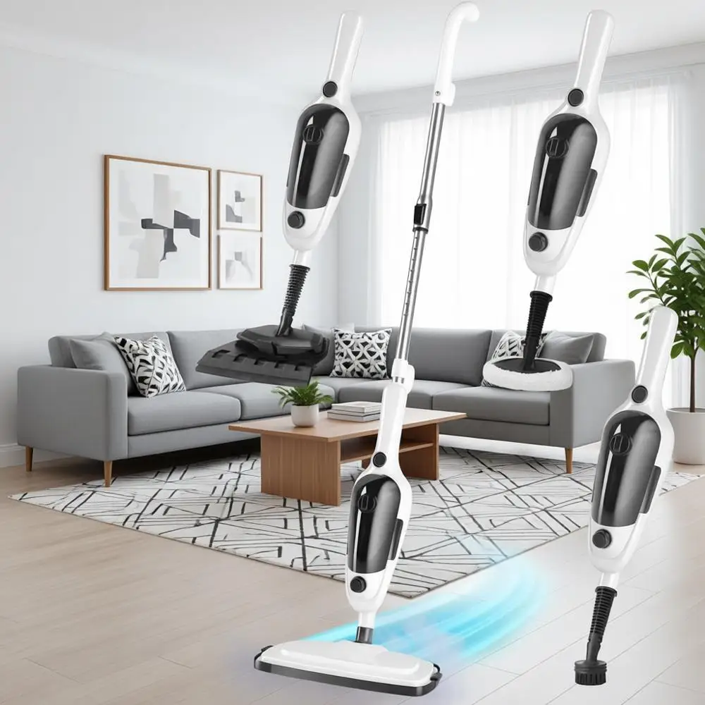 

11-in-1 Steam Mop, Powerful Handheld Steam Cleaner, 23T Cord & 15.2 OZ Water Tank, 3 Steam Heads, Multipurpose Mop for Har