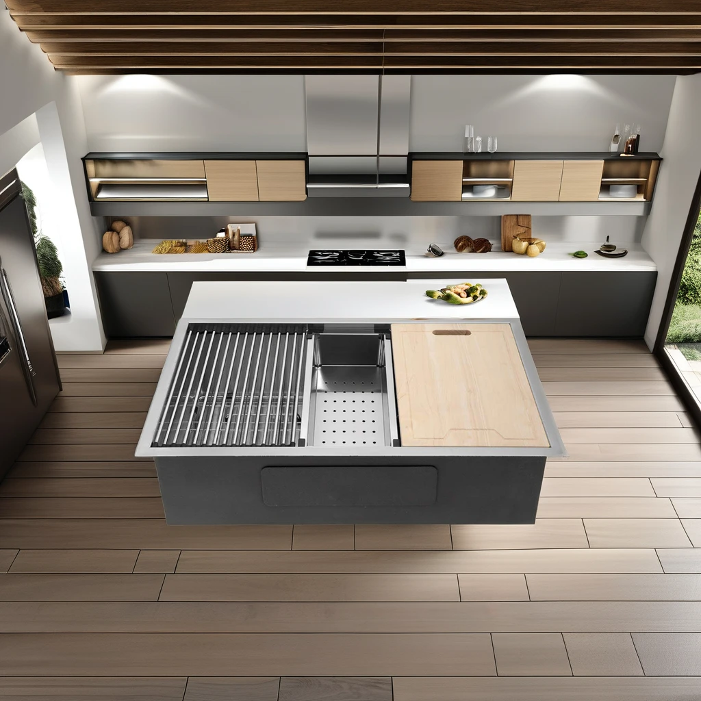 

Кухонная мойка из нержавеющей стали, основание ручной работы с одной чашей, настенная стойка для рабочей станции, 1-полюсный нано-смеситель в комплект не входит