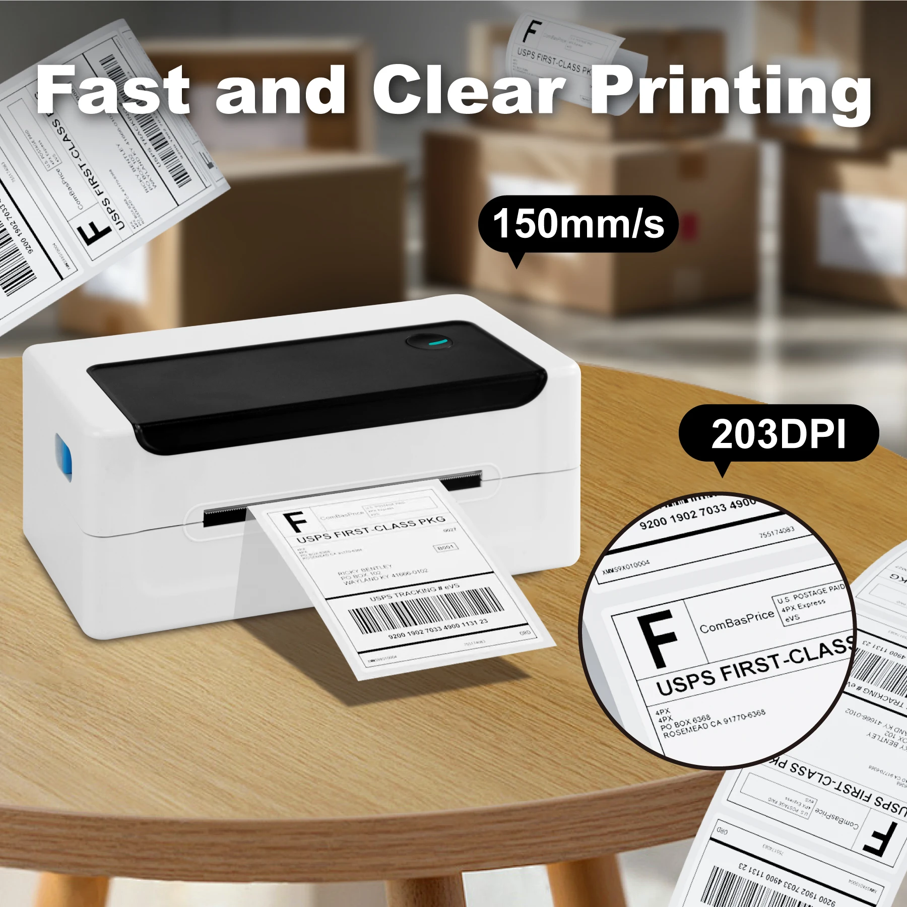 

Meihengtong Factory Portable Desktop Shipping Waybill Printer Machine 4x6 Sticker Roll Thermal Transfer Barcode Label Printer