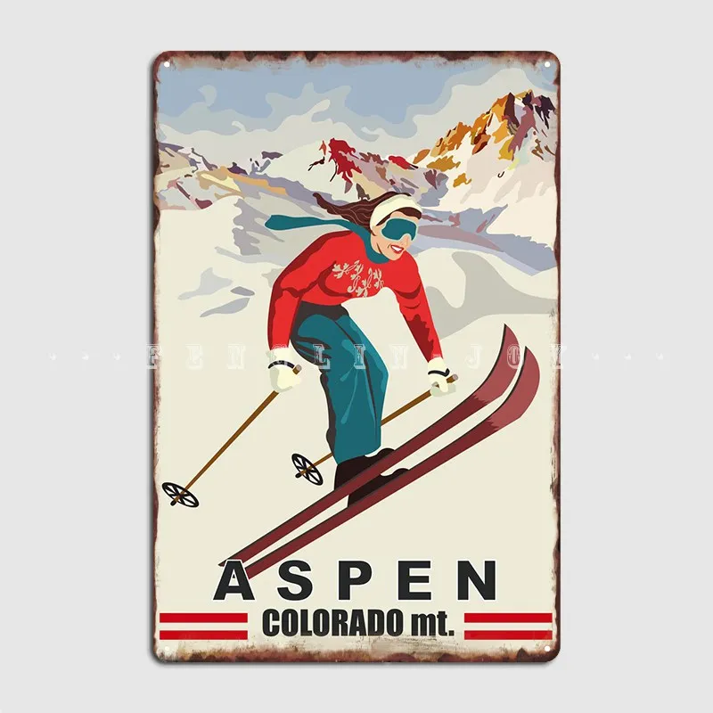 Aspen Metal Sign Club Party Party Wall Decor Vintage Tin Sign Poster