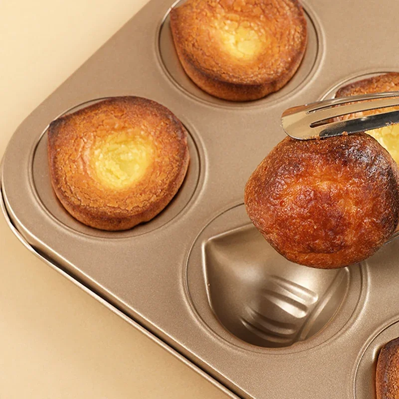 Molde para hornear bizcochos de castaña de 6/9/12 cavidades, bandeja de horno de acero al carbono antiadherente para madeleine, bizcochos de mantequilla y arroz, utensilios de repostería caseros