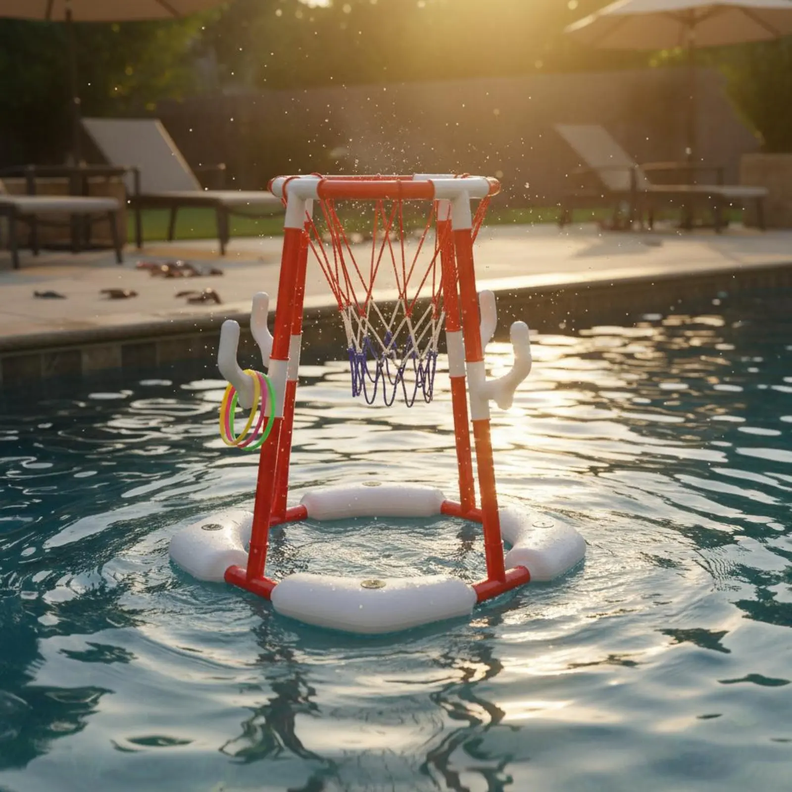 Schwimmender Basketballkorb für den Pool – Eltern-Kind-Spielzeug, Kinder-Poolkorb, Schwimmspielzeug, einfache Montage, kostenlose Einrichtung