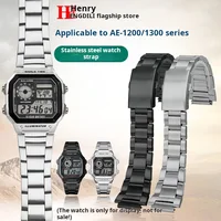 Nueva pulsera de metal para Casio AE1200 Ae1300 A158 A-159 A169 A168 F91 correa de reloj cuadrada pequeña de acero inoxidable AE-1200