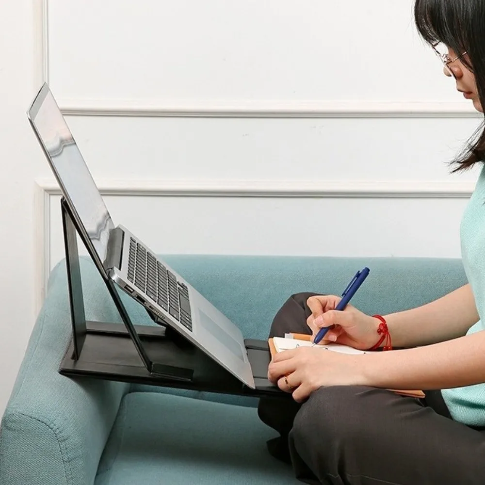 6-in-1 Function Foldable Laptop Stand Ultra-Thin Profile PU Leather Surface Computer Support Portable Adjustable Writing Desk