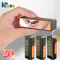 20PCS Mecha Wind Mirror Portable Floss Box Auto Pop Up 10pcs Mini Transparent Floss Stick Storage Box Oral Care Floss Organiser