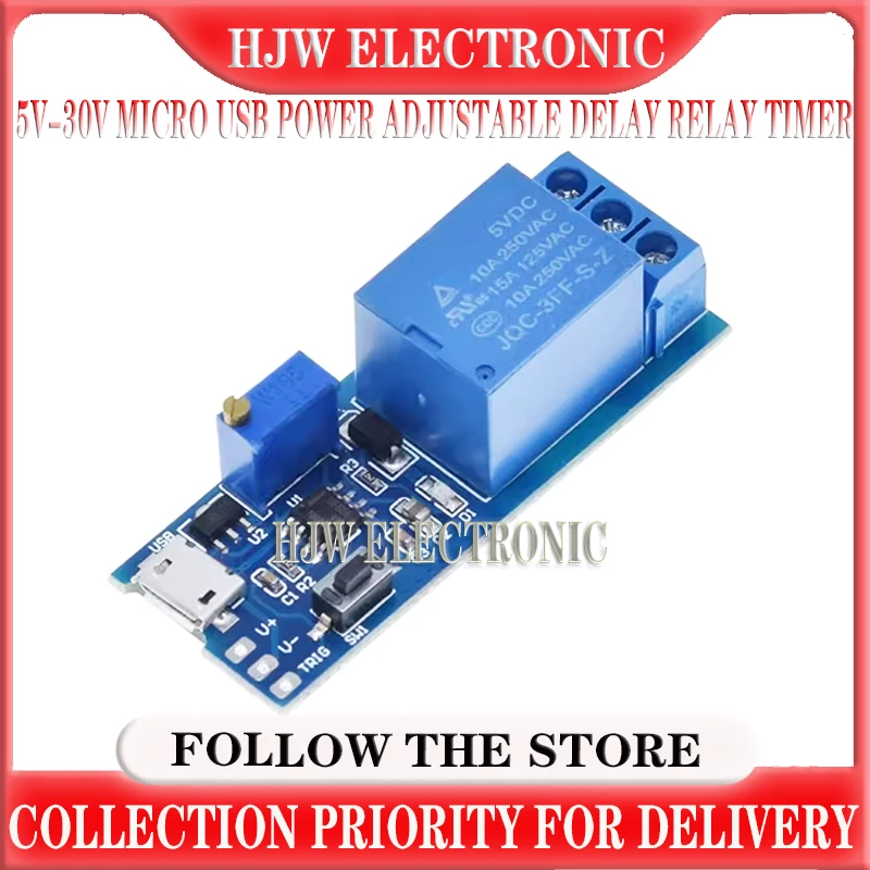 Smart Electronics Control Module Trigger Delay Switch 5V-30V Micro USB Power Adjustable Delay Relay Timer