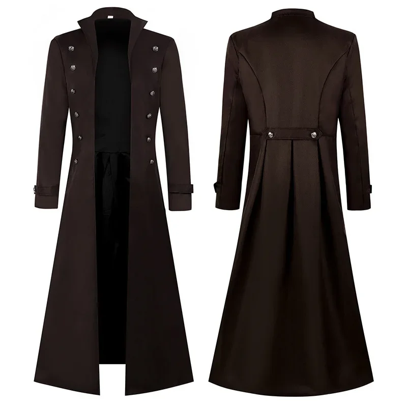 Medieval Men's Pirate Costume Steampunk Vintage Trench Coat Gothic Tuxedo Jacket Victorian Carnival Party Cosplay Jacket Coat view 6