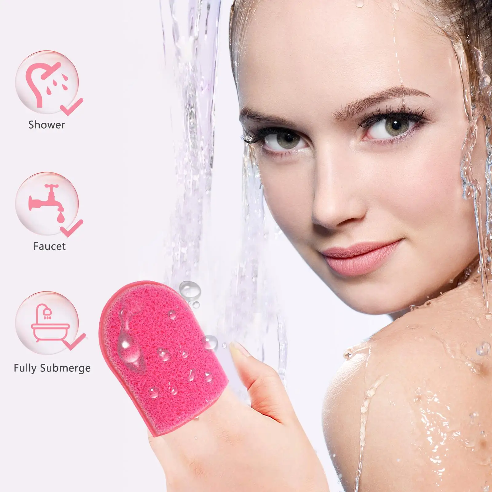 6 spugne detergenti per il viso, lavaggio del viso, rimozione del trucco, pulizia della pelle, tamponi esfolianti, sensibili, sicuri, compatti, leggeri