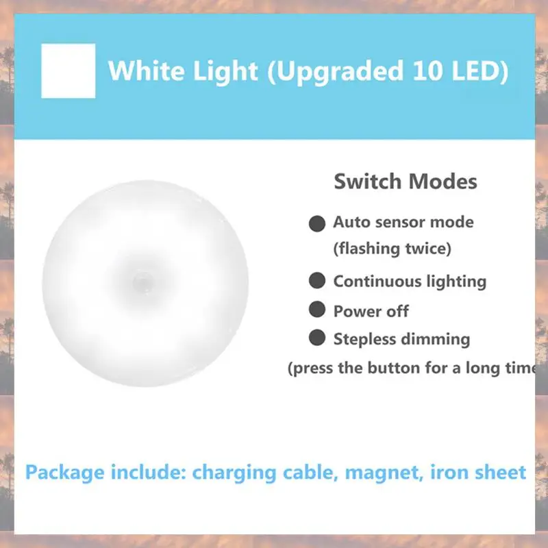 

2025 Trend 4X PIR Motion Sensor LED Night Light USB Rechargeable Dimmable Night Lamp For Cabinet Light Wireless Closet Light -Wh