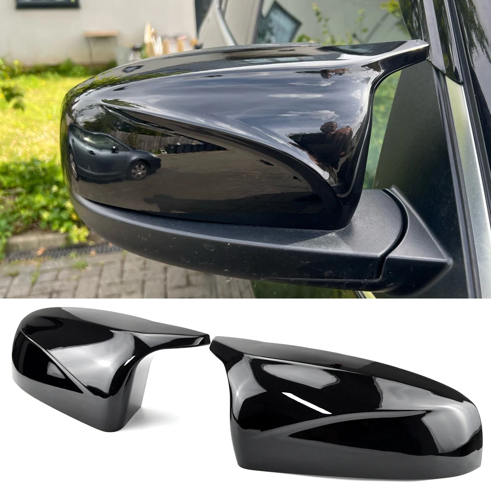 2pcs Excellent Facelifted Side Wing Modified for BMW X5 E70 X6 E71 2008-2013 Mirror Cover Caps Bright Black Carbon Fiber Pattern