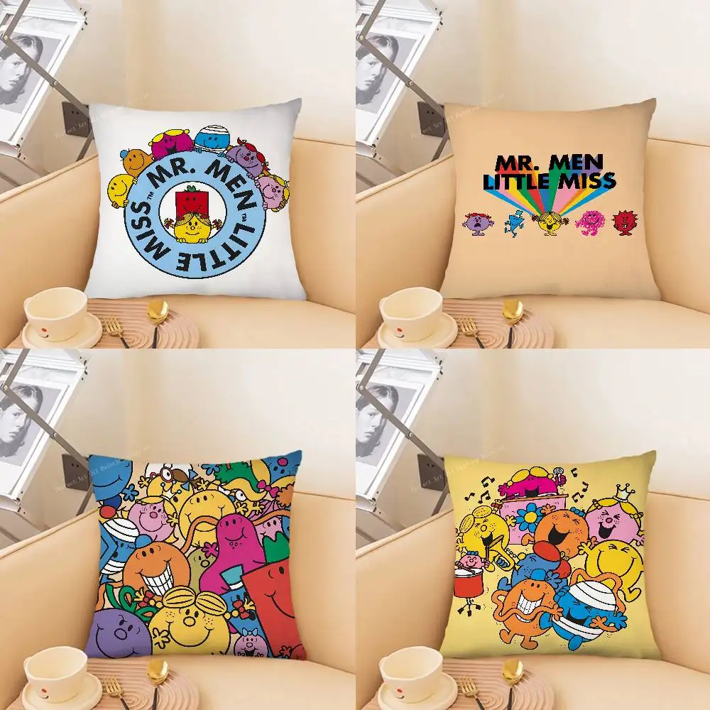 1pc Mr.Men And L-Little M-Miss Pillow Case Fashion Square Pillowcase Bedroom Sofa Room Ins Decoration Leisure