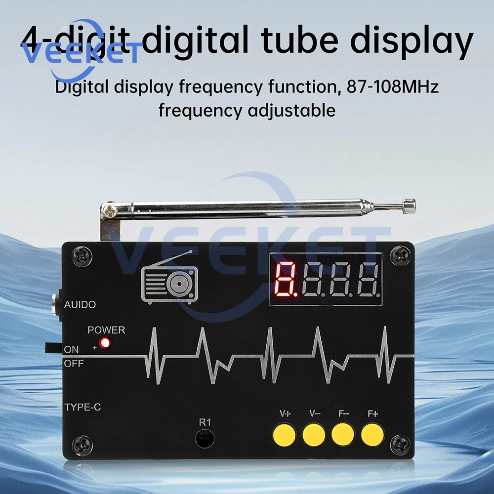 

DC 5V RDA5807M Radio DIY Kit FM Electronic Fabrication Full Frequency Soldering Assembly Loose Parts 87-108MHz Type C