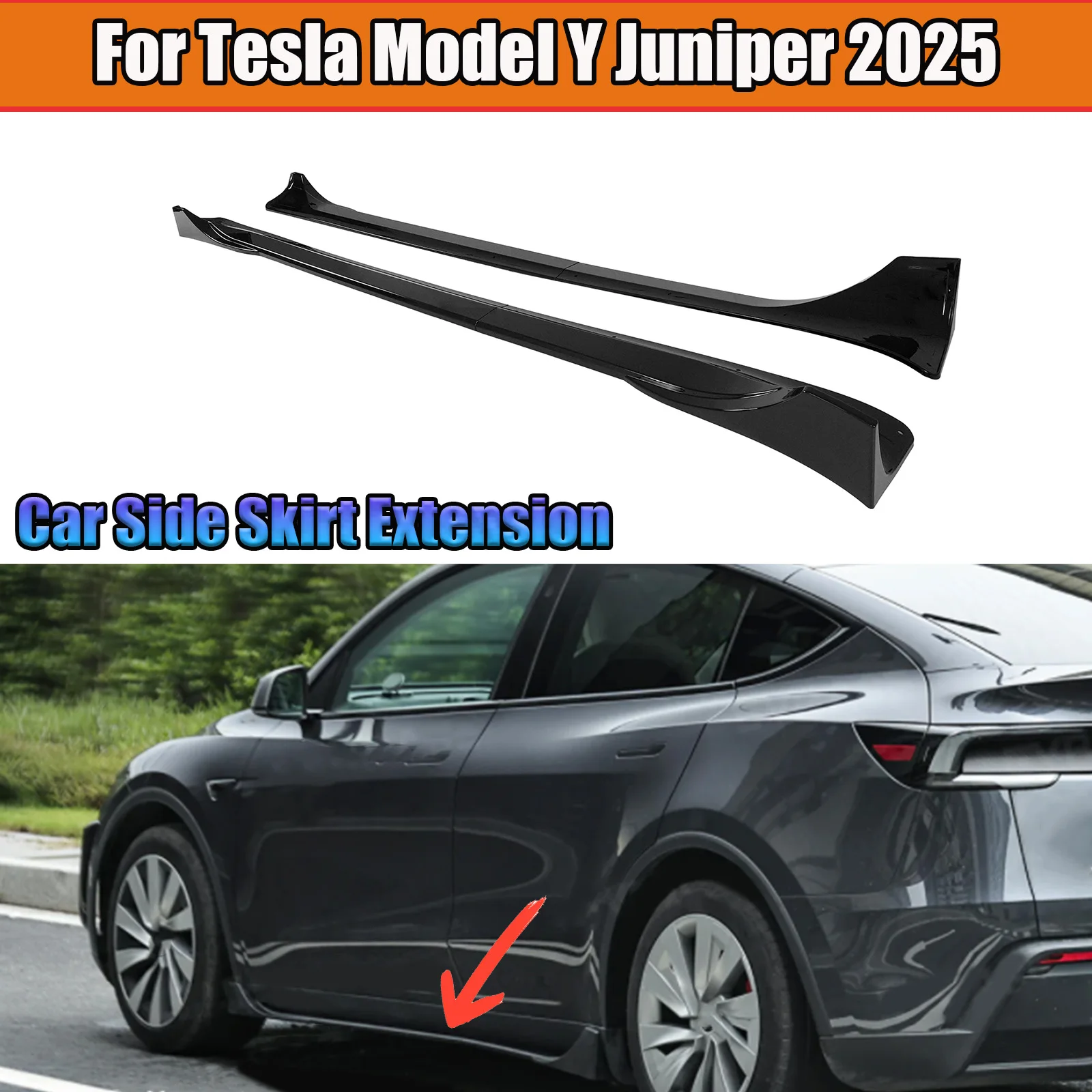 

Для Tesla Model Y Juniper Премиум-производительность 2025-2026 Удлинитель боковой юбки автомобиля 4 шт. Аксессуары из АБС-пластика из углеродного волокна