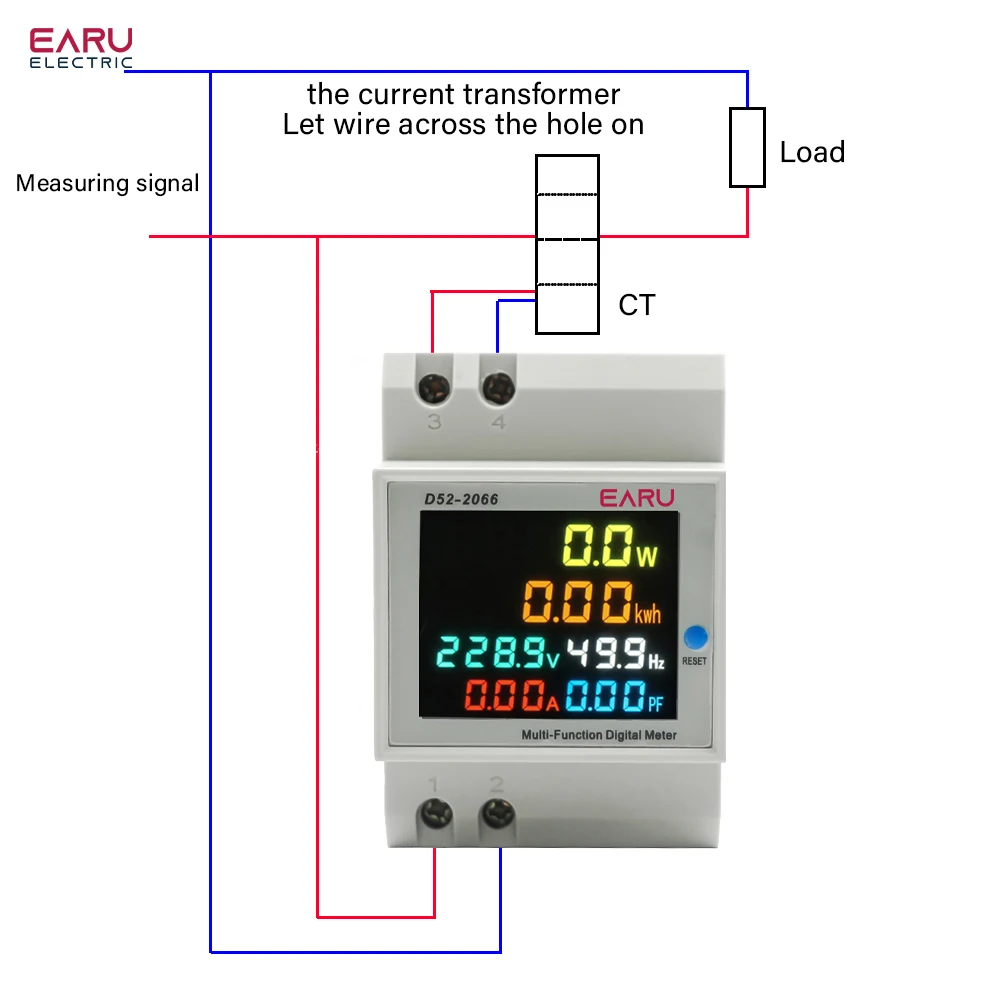 Din Rail Digital Voltmeter Current Power Wattmeter Electric Energy kWh Meter Frequency Volt Amp Monitor AC 220V 110V 380V 100A