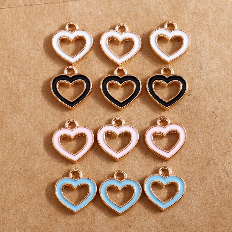 10 stücke Bunte Emaille Liebe Herz Charme für Schmuck Machen Frauen Nette Tropfen Ohrringe Anhänger Halsketten DIY Armbänder Handwerk Geschenk – Detail 21