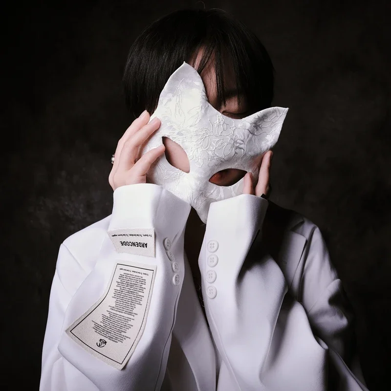 FC6For Men Women Cool Party White Cat Cosplay Mask Accessories - Make You The Coolest and Most Stylish One At The Halloween@FC8！