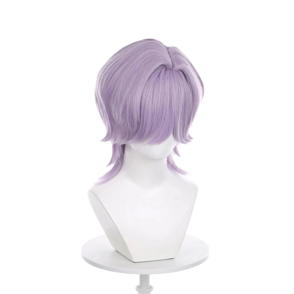 Lavender Short Layered Synthetic Wig Heat Resistant Fiber with Natural Parting – Unisex Cosplay & Party Hairpiece