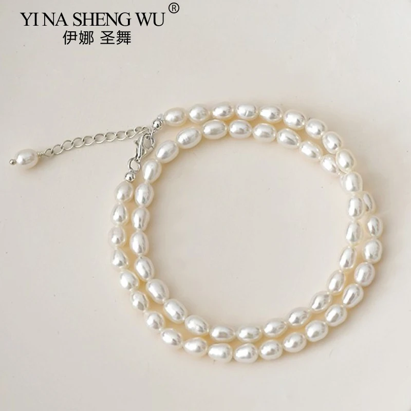 925silver Pearl Necklace Women's Simple Light Luxury Clavicle Chain Freshwater Pearl Growth Wrinkle Design Sense Women's Jewelry