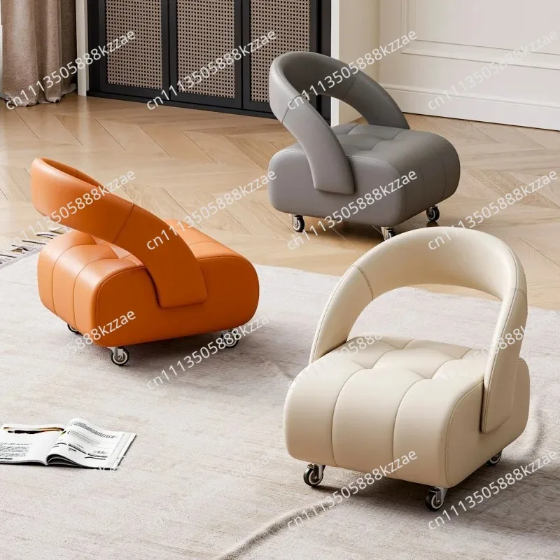 Swivel Chair Small Stool Home Use with Sliding Wheels Sofa Stool Shoe-changing Stool Backrest Chair Shoe Bench New