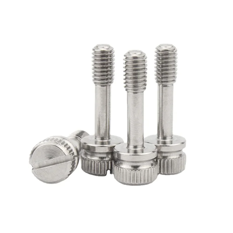 5pcs M3 M4 M5 Slotted Captive Hand Screw GB839 Knurled Thumb Screws with Reduced Shank 304 Stainless Steel Anti-loose Locking