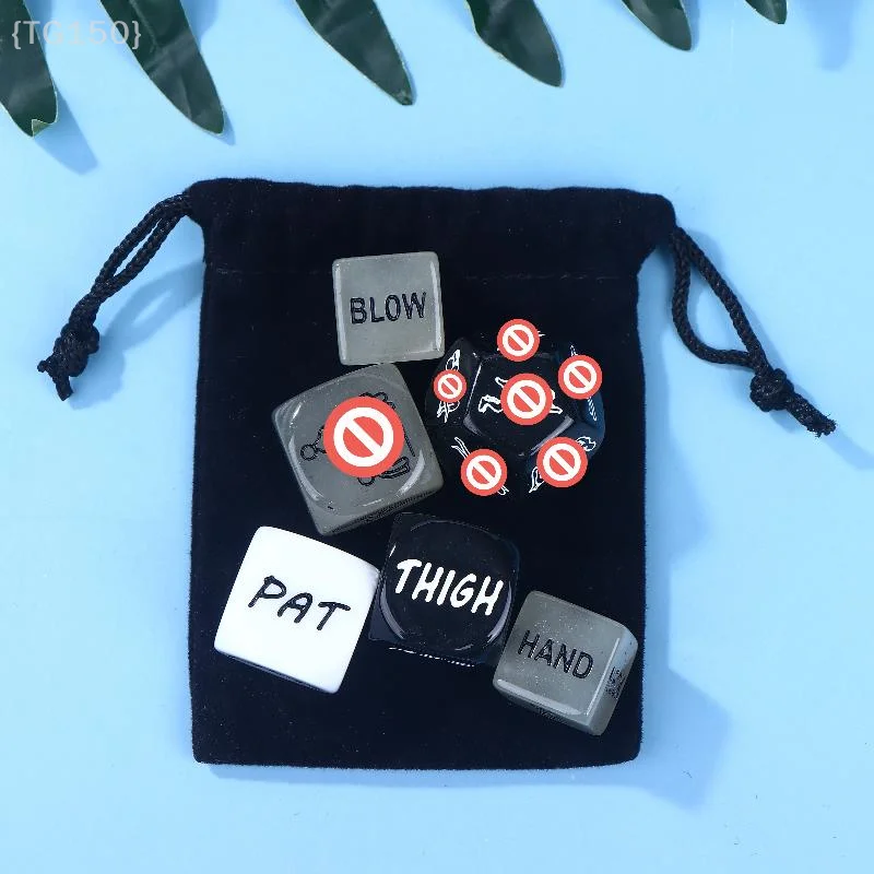 【N】 مجموعة ألعاب العلاقة الحميمة المكونة من 6 قطع، نرد رومانسي مع حقيبة قماش لتعزيز العلاقة