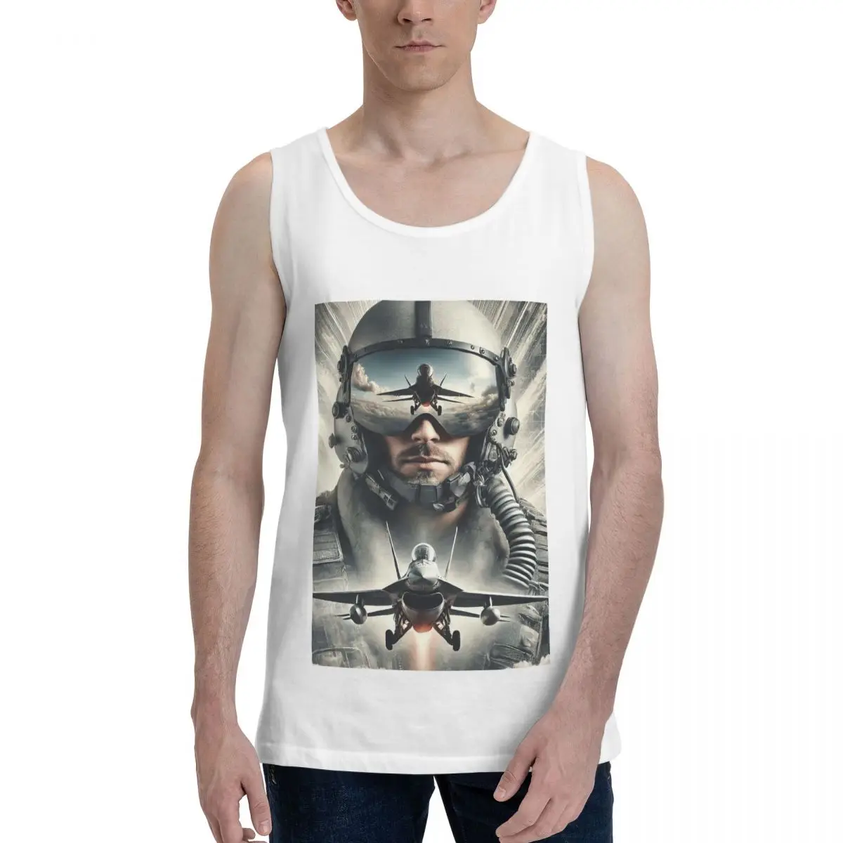 Modern Tom Cruise Movie Top Gun Maverick 100% Cotton Men's Sweatshirt Vest Sleeveless Clothing Tees Men Tank Tops T-shirt
