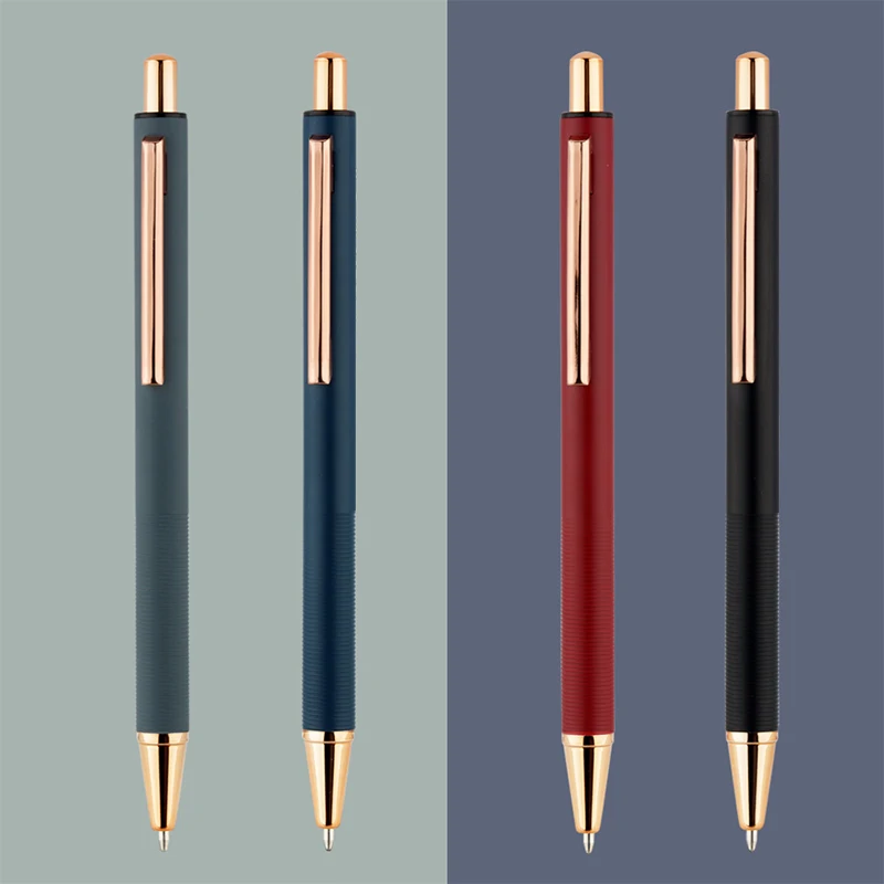 Luxury Nordic Style Press Metal Ballpoint Pen Personalized Customization Logo Carving Name Gel Pen School Office Supplies Gifts