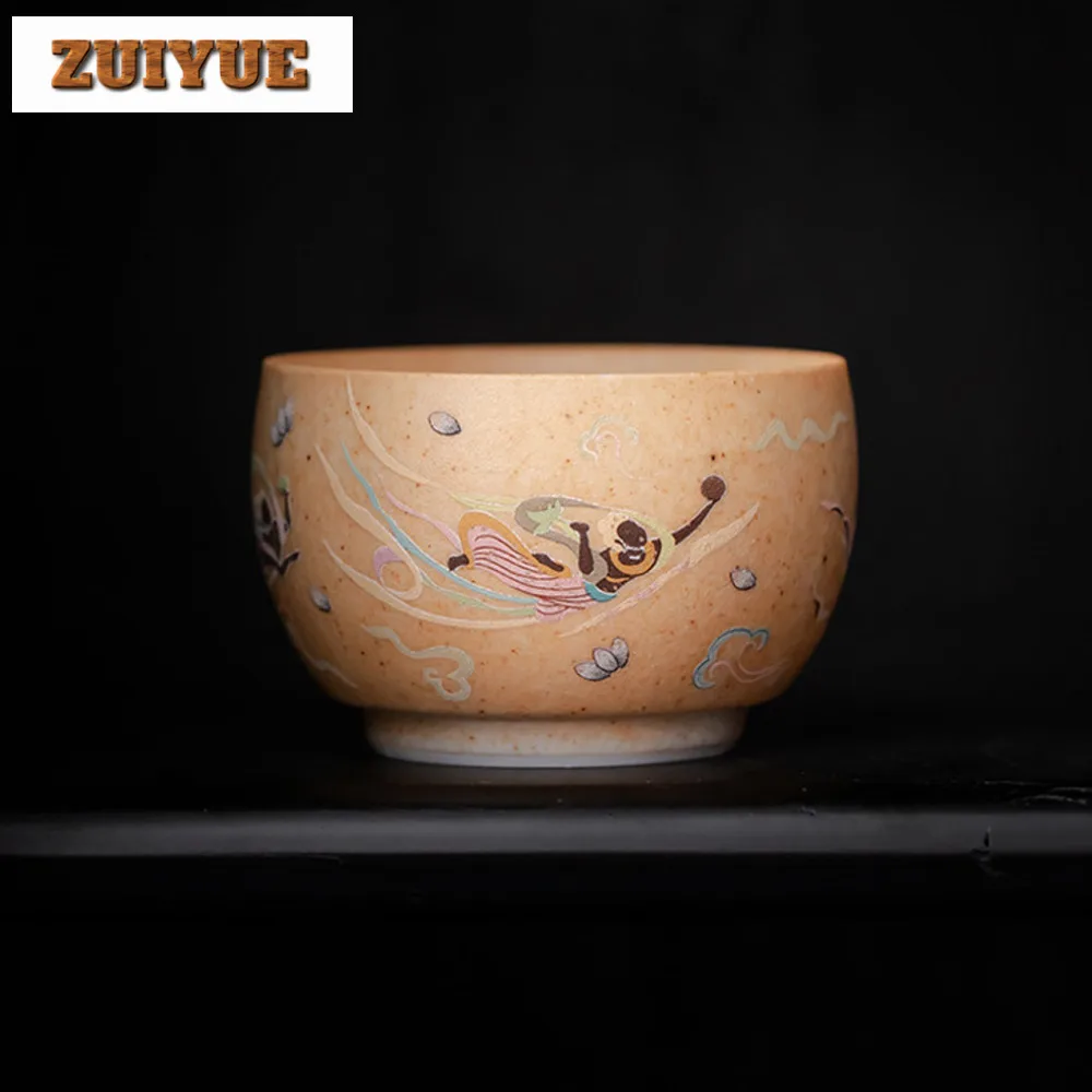 120ml Dunhuang Apsaras Ceramic Master Cup Chinese Tasting Tea Bowl Zen Special Coffee Mug Chazhan Kung Fu Teaset Drinkware Gift